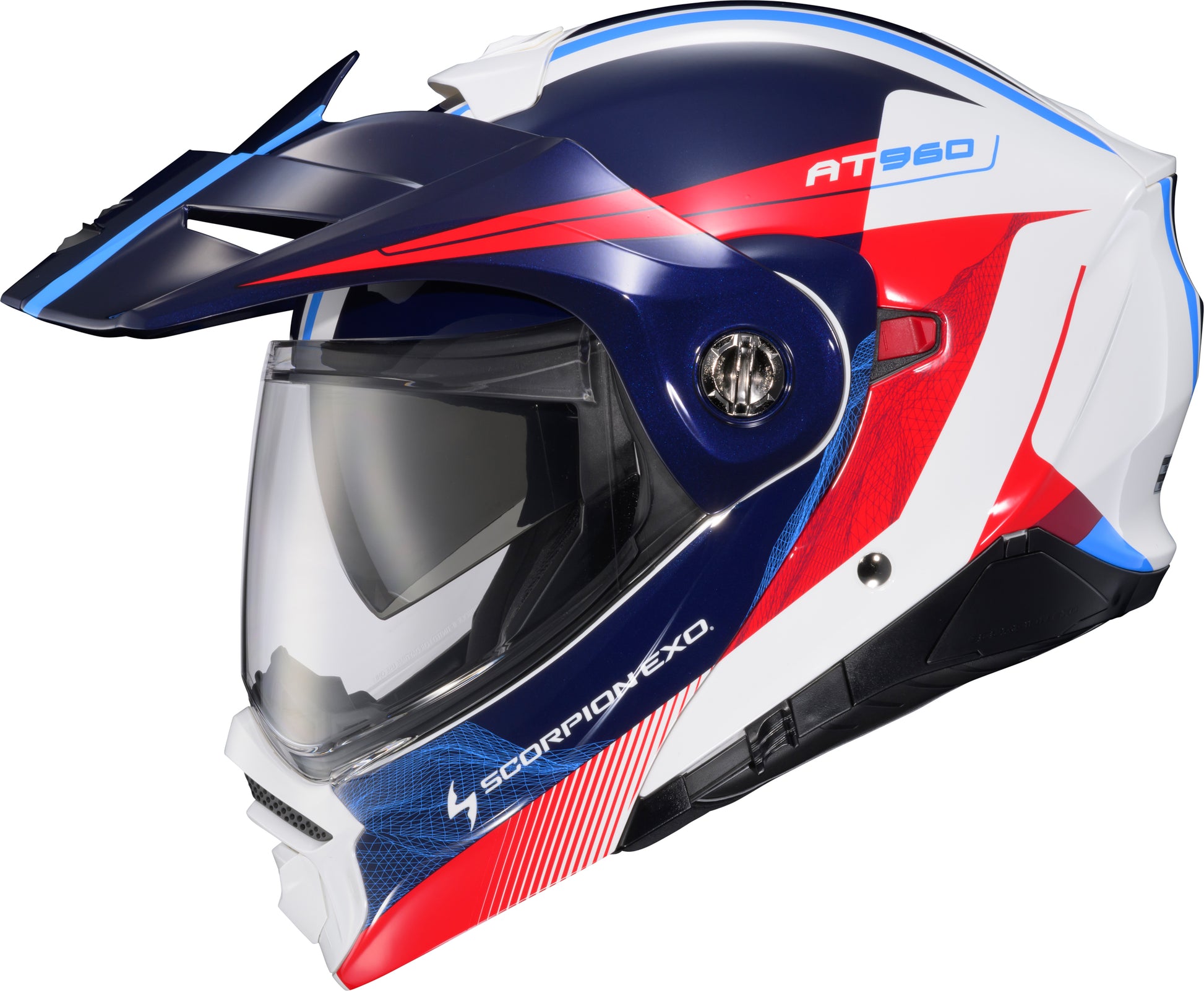 SCORPION EXO EXO-AT960 Modular Helmet Topographic 2 Red/White/Blue Large