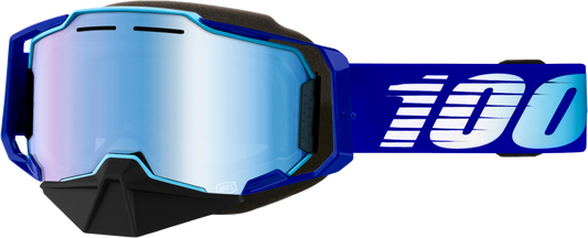 100-Percent Armega Snowmobile Goggle with Blue Mirror Lens - Blue Frame