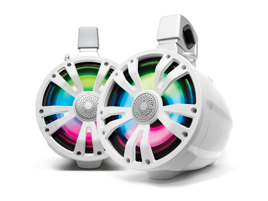 ECOXGEAR Extrmtower 2 Pack 8-Inch Marine Amplified Speakers with RGB LED Lighting - Part Number SEI-ETAMP7708
