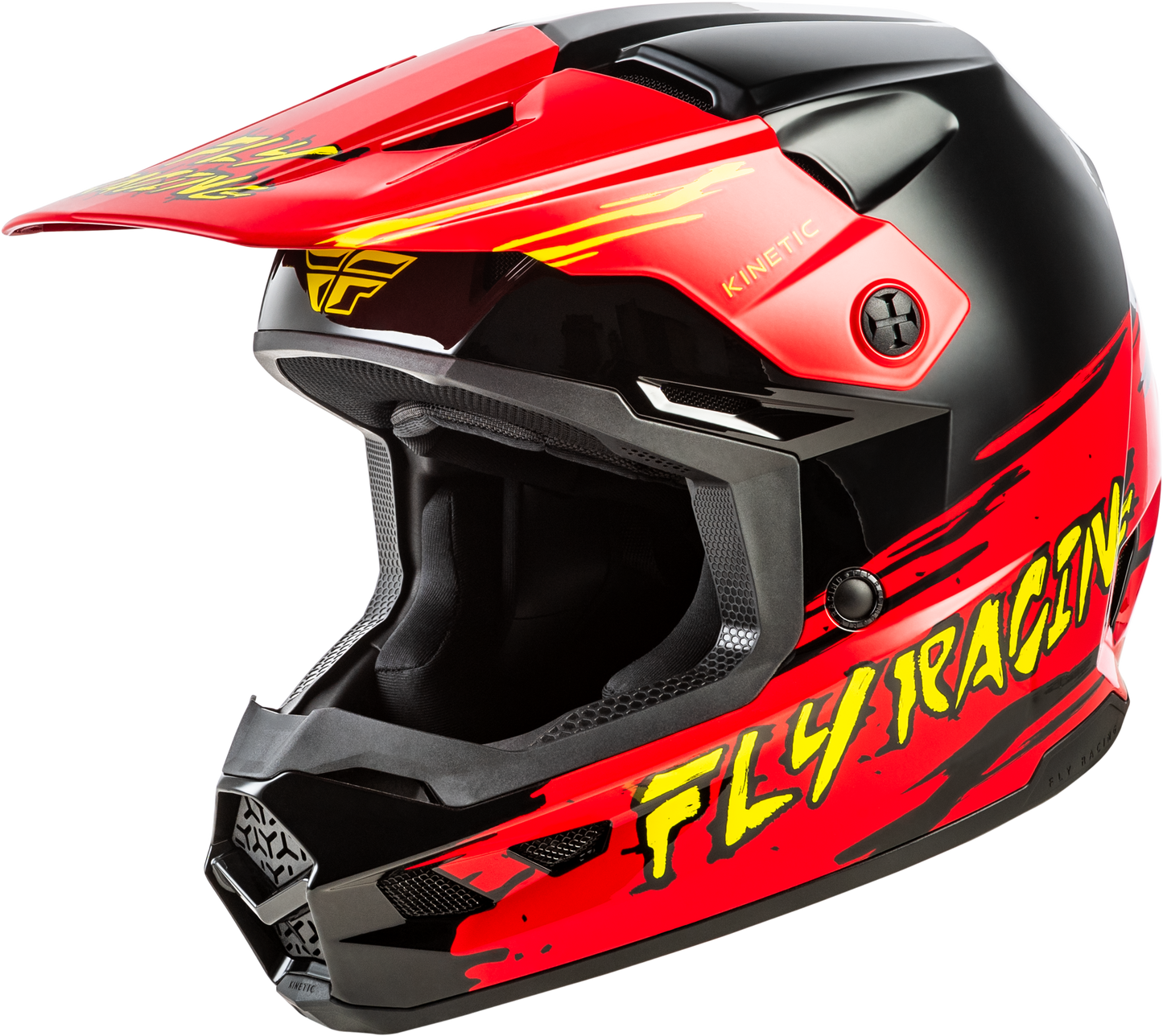 Fly Racing Youth Kinetic Surge Helmet Black/Red/Yellow, Size Medium