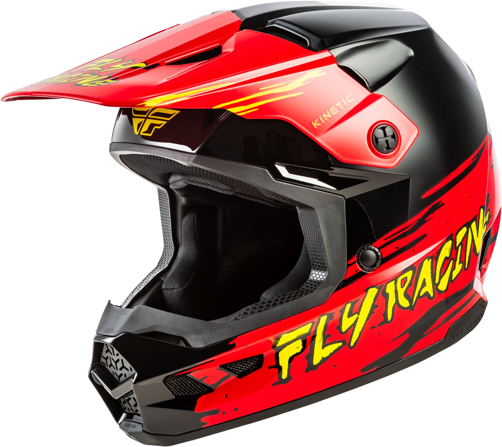 Fly Racing Youth Kinetic Surge Helmet - Black/Red/Yellow, Youth Small Off-Road Motorcycle Helmet