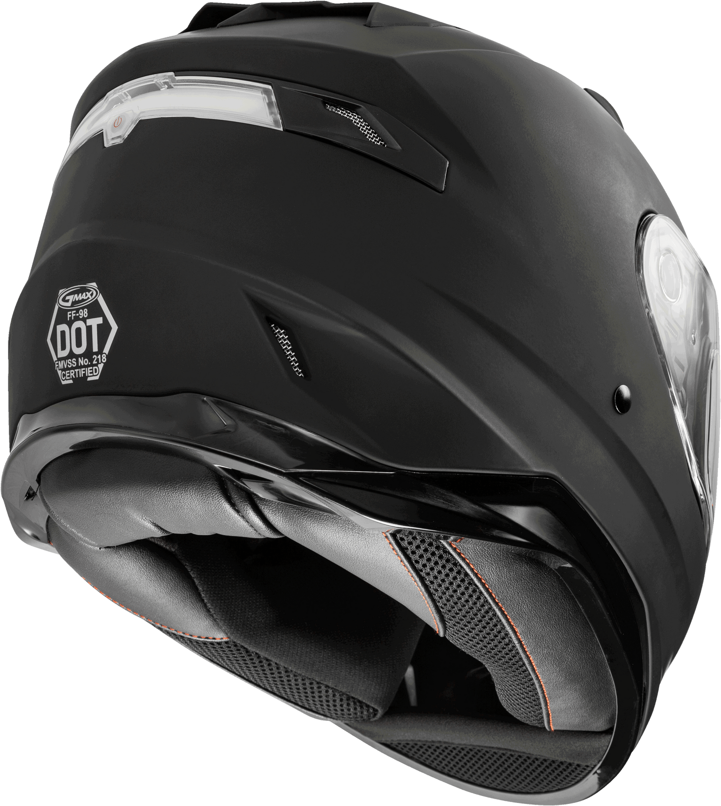 GMAX FF-98 Full Face Helmet Matte Black Medium with Integrated LED Rear Light and Quick-Release Shield