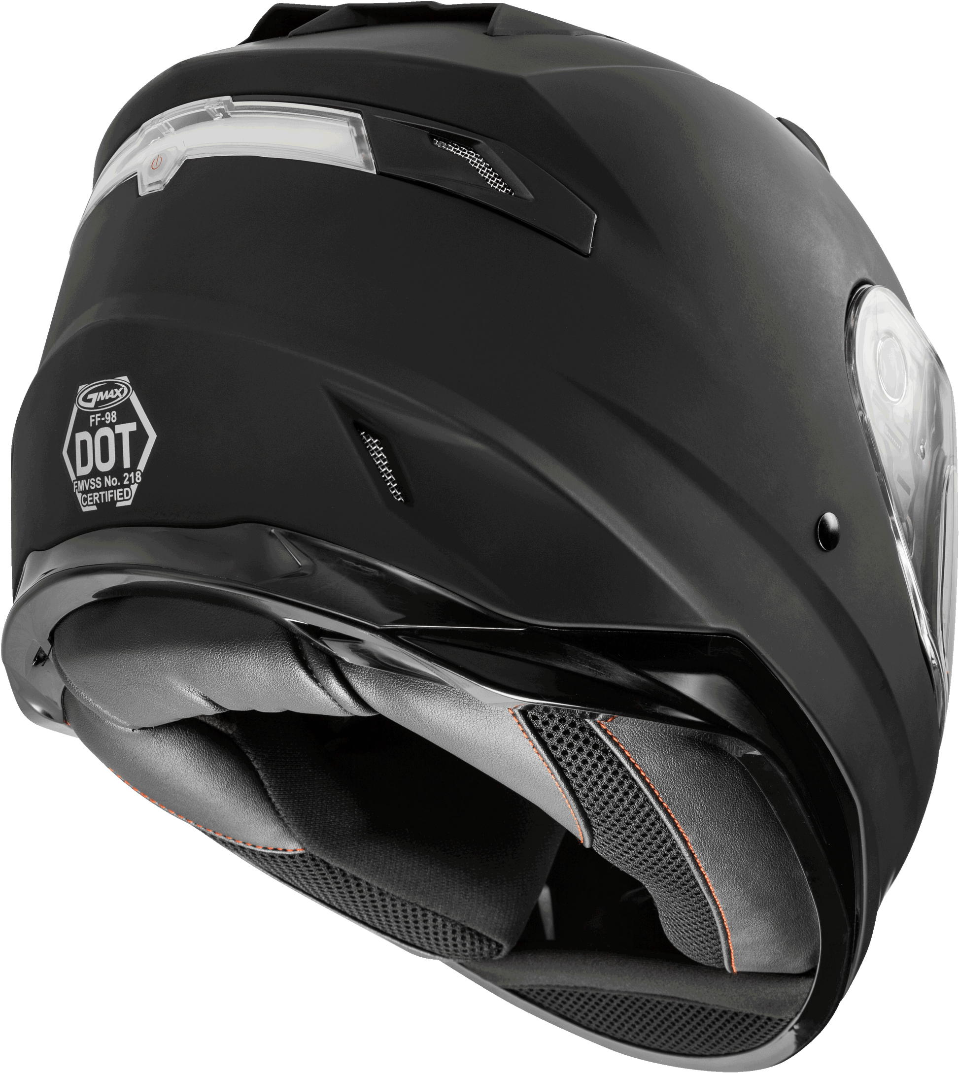 GMAX FF-98 Full Face Helmet Matte Black Medium with Integrated LED Rear Light and Quick-Release Shield
