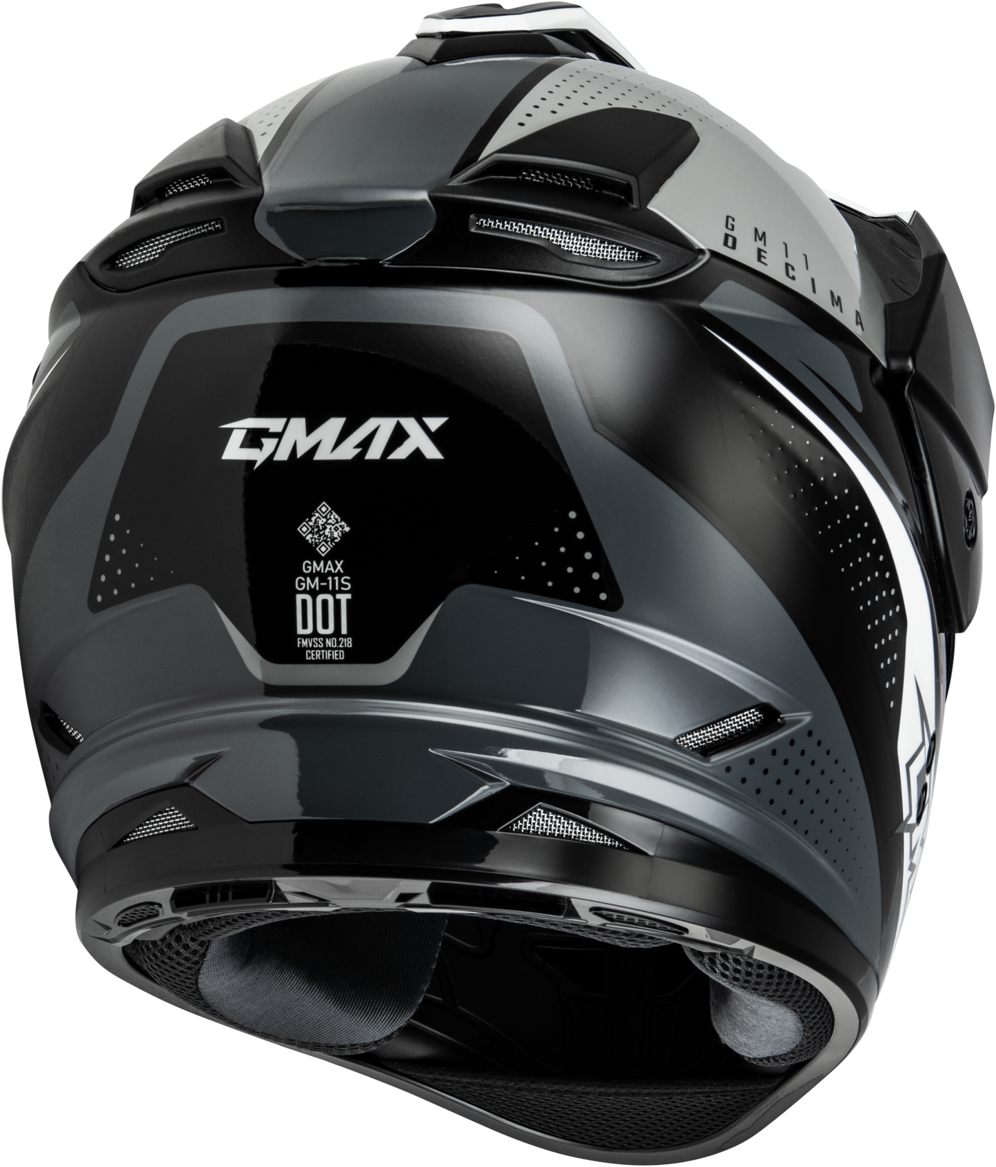 GMAX GM-11 Decima Dual Sport Helmet – Street Motorcycle Helmet with Visor and Sun-Block Peak, Large, Black/Grey/White