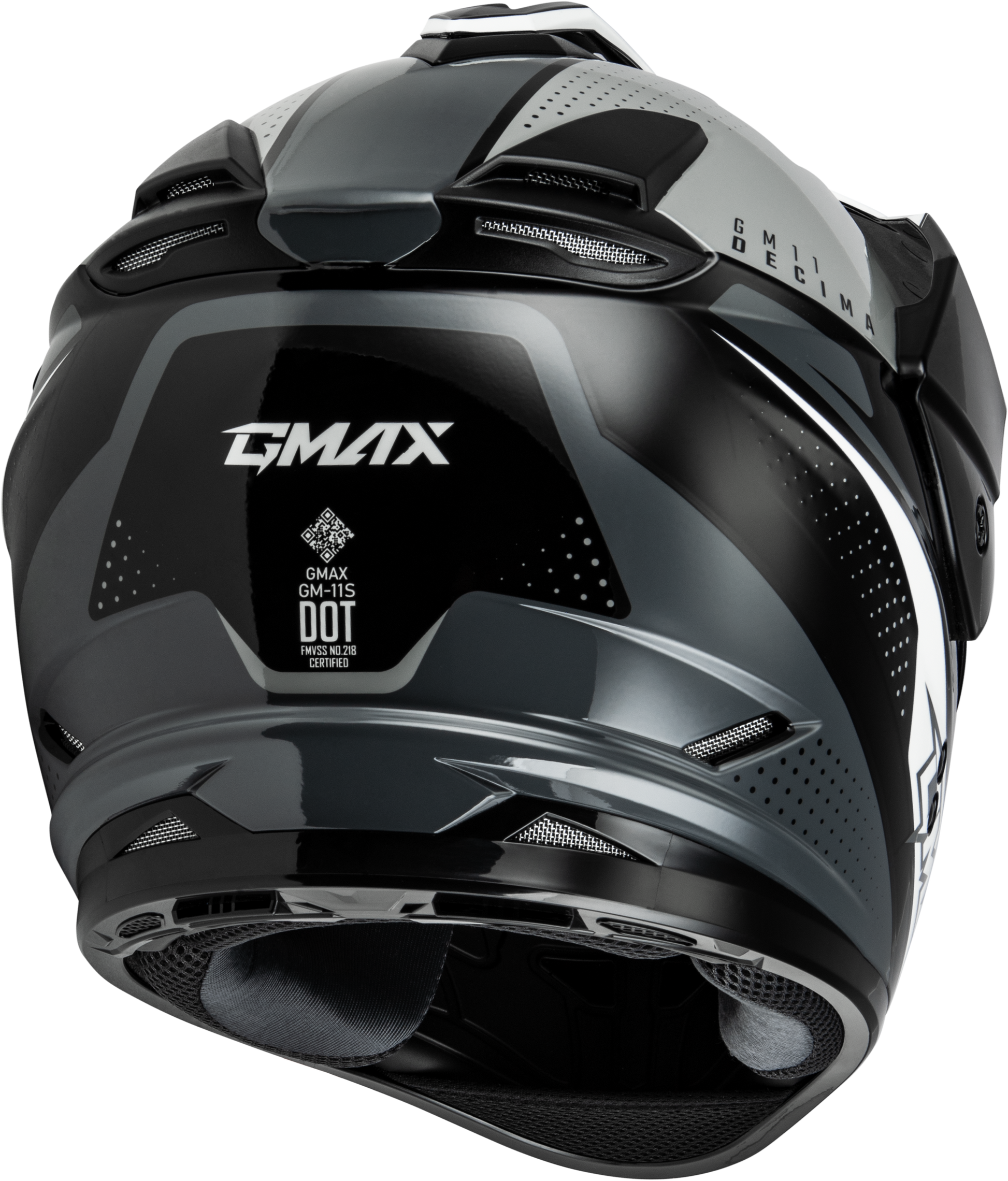 GMAX GM-11 Dual Sport Helmet with Sun-Blocking Peak and Versatile Features in X-Large Black/Grey/White