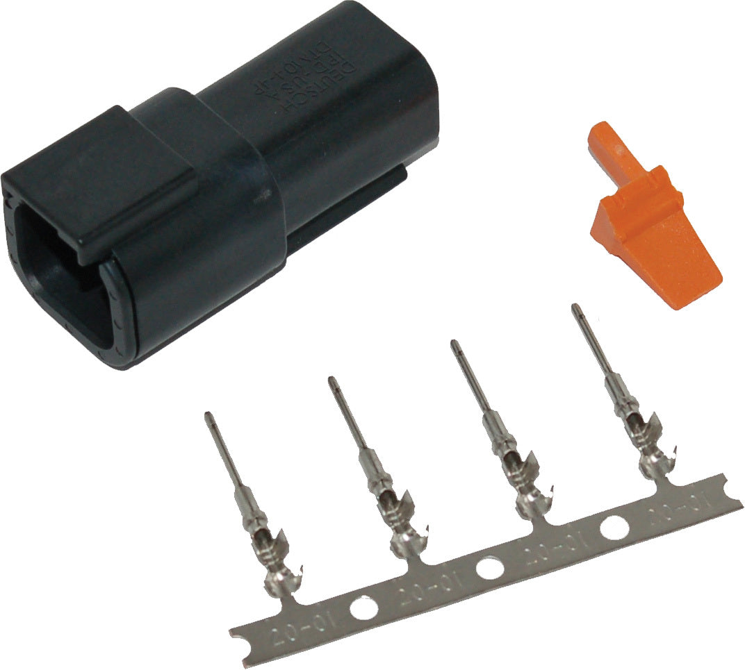 NAMZ Custom Cycle Deutsch DTM 4-Pin Black Electrical Connector with Wedge Locks - Part MDR-4B