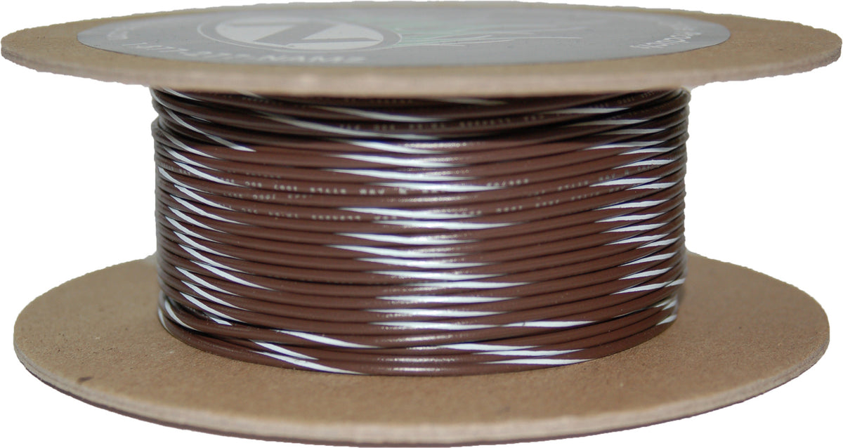 NAMZ Custom Cycle #18 Gauge Brown/White Stripe 100' Spool of OEM Harley Davidson Primary Wire