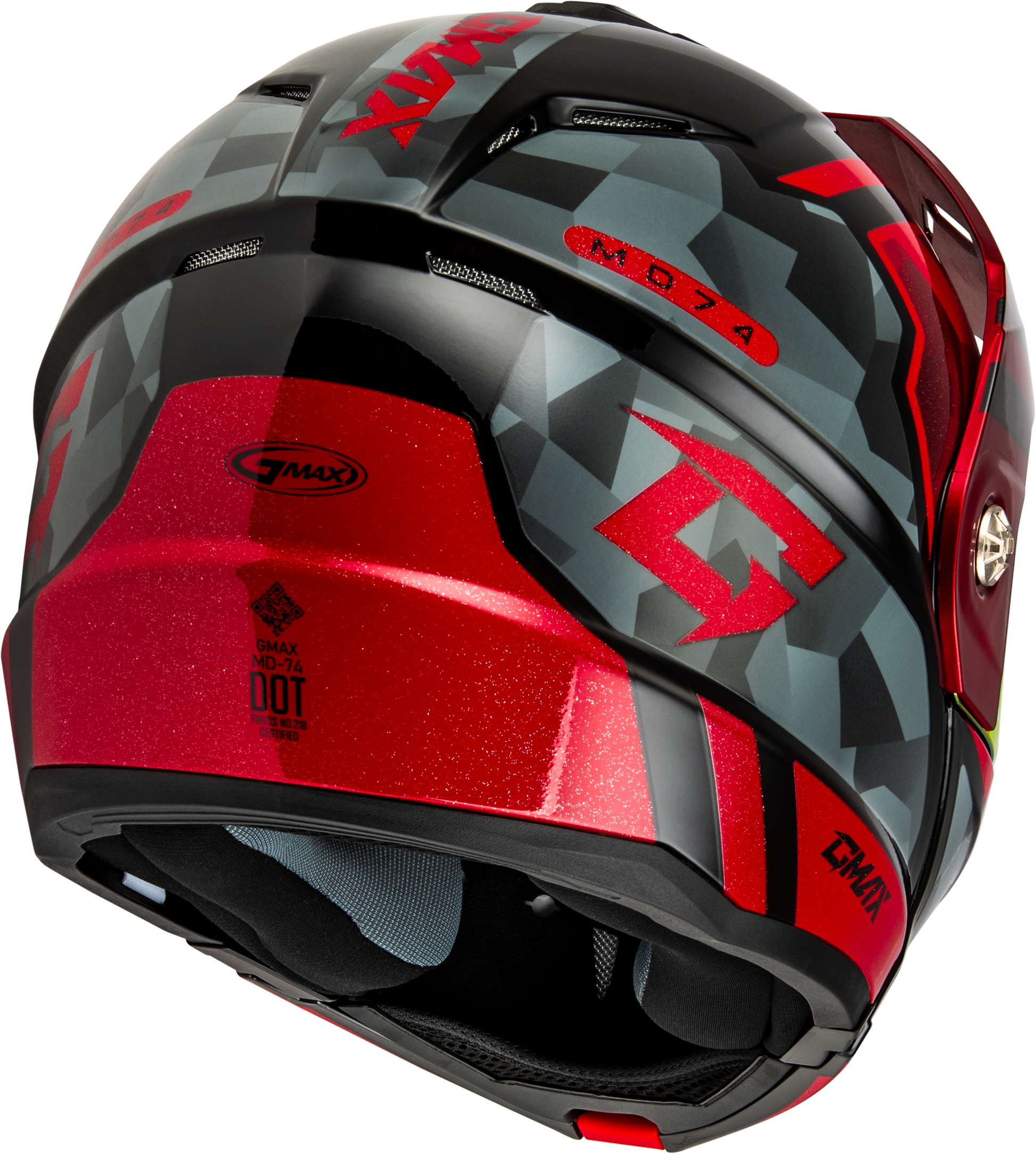 GMAX MD-74 Striker Modular Helmet with Mirror Red Lens and Red Metallic Finish