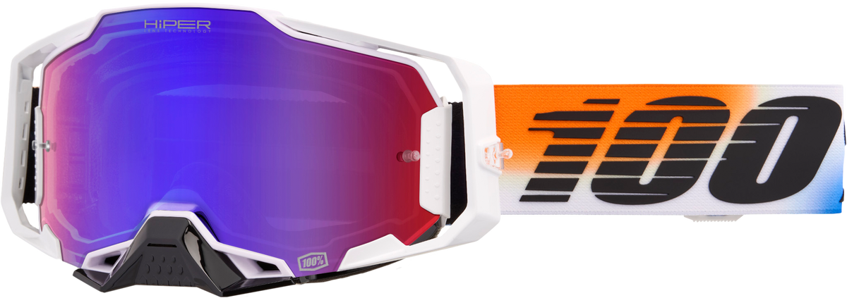 100-Percent Armega Hiper Goggle with Red/Blue Mirror Lens for Offroad