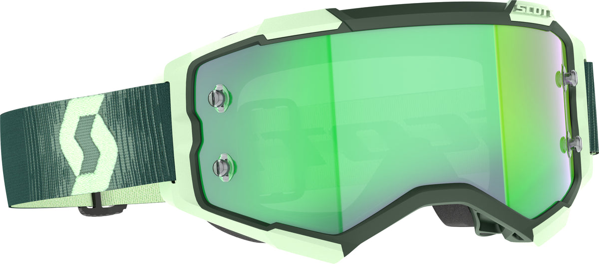 SCOTT Fury Goggle Dark Green and Mint Green with Green Chrome Lens - Offroad Motocross Eyewear