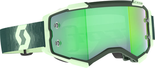 SCOTT Fury Goggle Dark Green and Mint Green with Green Chrome Lens - Offroad Motocross Eyewear