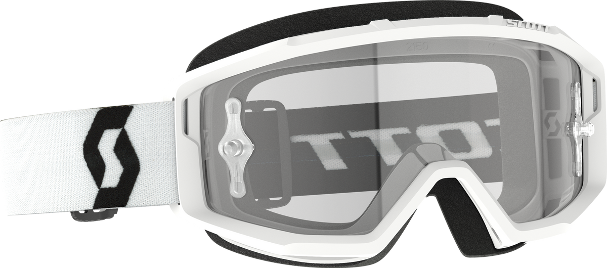 SCOTT Primal Goggle White Clear Works Offroad Eyewear with Anti-Fog Lens and Silicone Strap