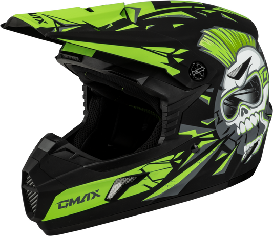 GMAX Youth MX-46Y Off-Road Helmet in Matte Black and Green, Small