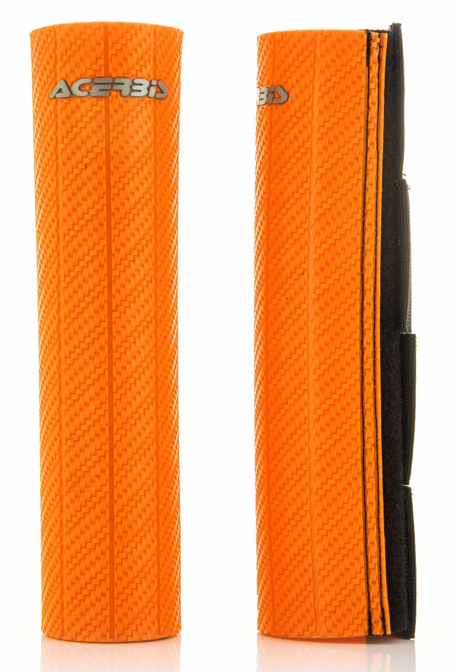 ACERBIS Fork Guard Orange for Offroad Motorcycles – Carbon Look Finish Rubber Fork Protectors