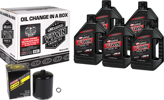 MAXIMA V Twin Synthetic Oil Change Kit for M8 with Black Premium Filter