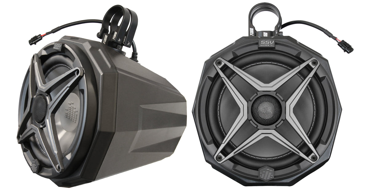SSV Works 8-Inch Cage Mount Pod for UTV with 6.5-Inch Speaker Compatibility - Part Number US2-C8A-200