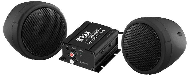 BOSS AUDIO MCBK425BA Chrome 600-Watt Motorcycle and ATV Bluetooth Sound System with Weatherproof Speakers