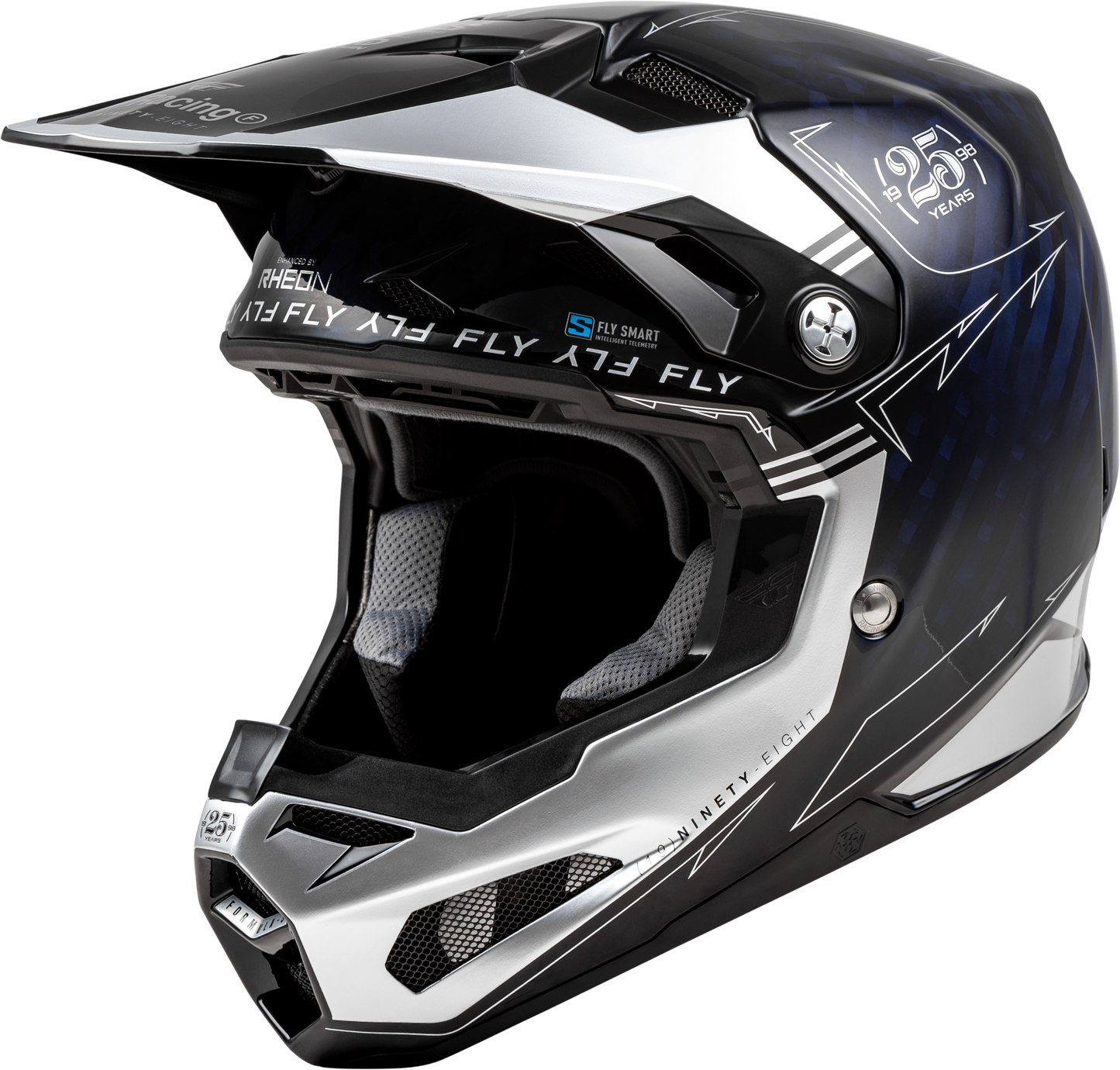Fly Racing Youth Formula S Carbon Legacy Helmet - Navy/Silver, Large